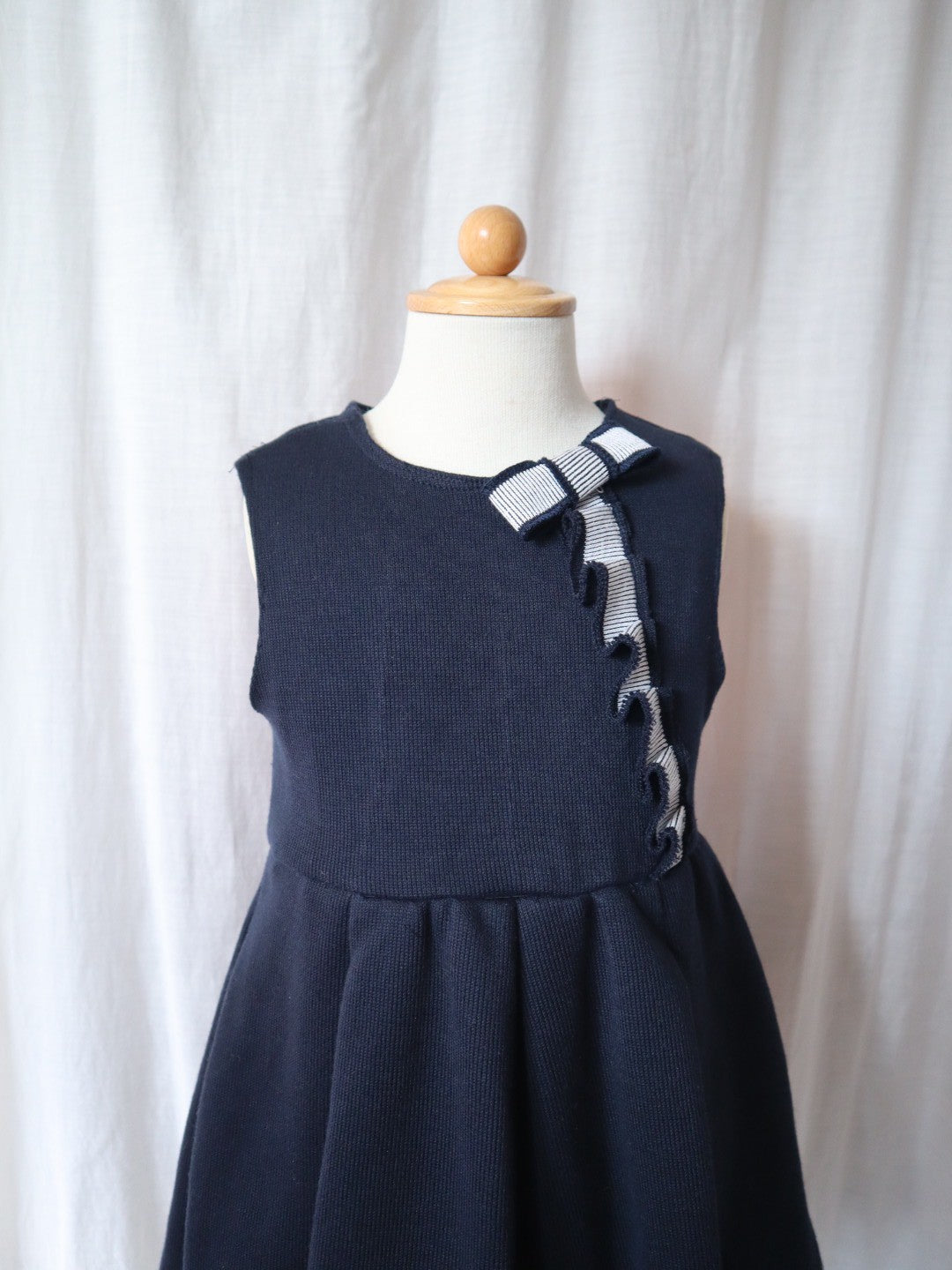 navy jersey tuck skirt dress<span>ワンピース</span>