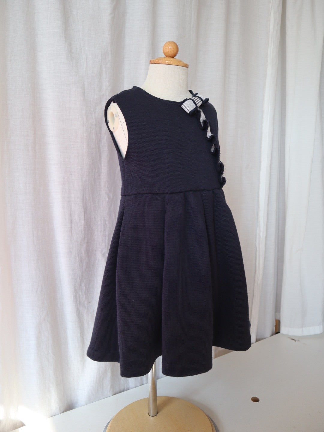 navy jersey tuck skirt dress<span>ワンピース</span>