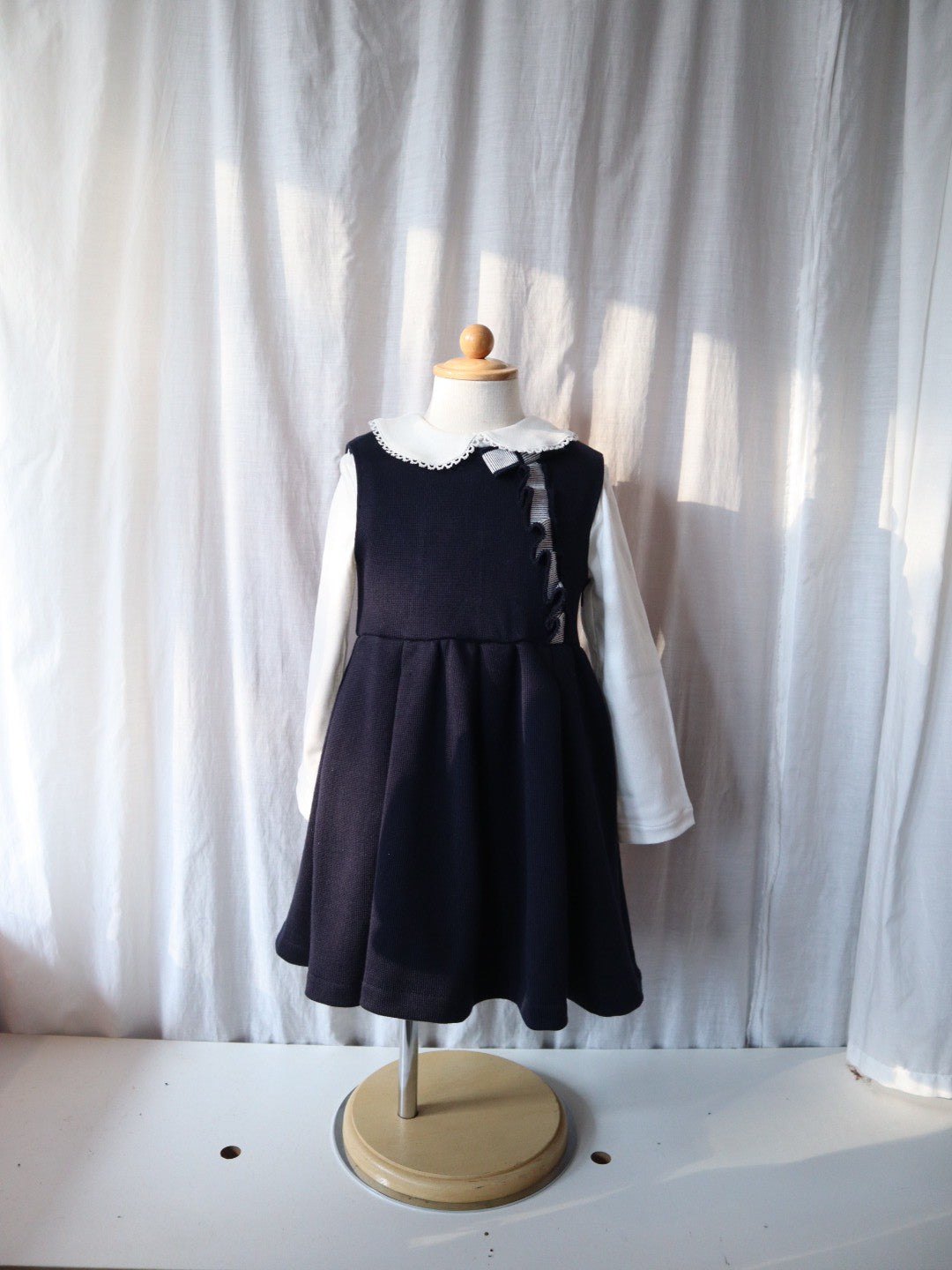 navy jersey tuck skirt dress<span>ワンピース</span>