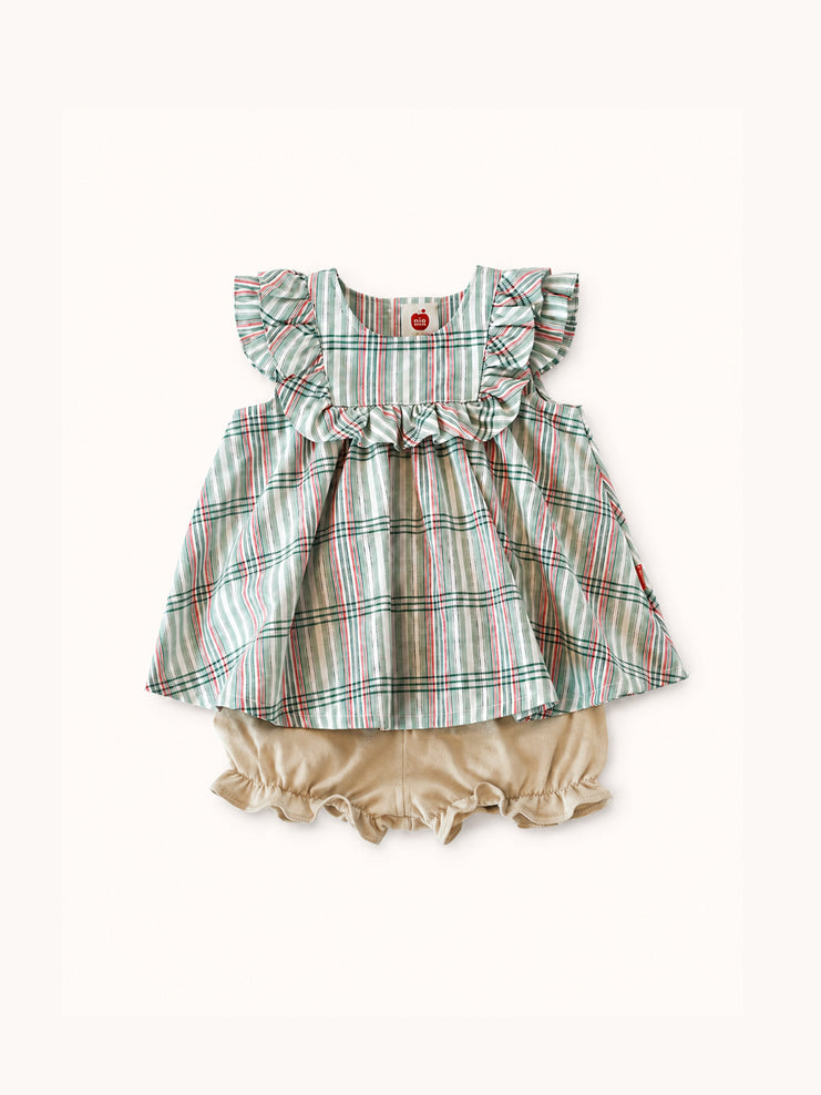 checked blouse& bloomers set<span>ベビースーツ</span>