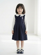 navy jersey tuck skirt dress<span>ワンピース</span>