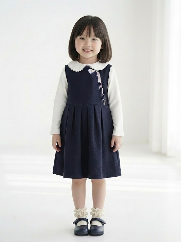 navy jersey tuck skirt dress<span>ワンピース</span>